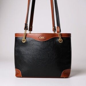 Bally Black and Brown Genuine Leather Tote Bag